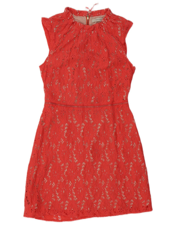 Rochie Oasis pentru femei din dantela UK 10 Bumbac floral roșu mic