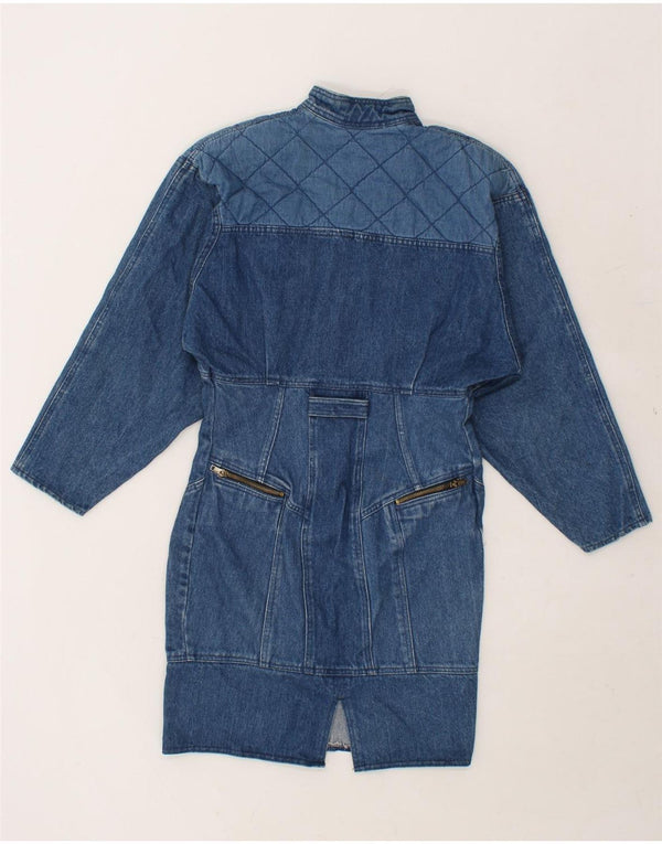 Rochie de denim cu mânecă lungă pentru femei VINTAGE UK 8 Small Blue