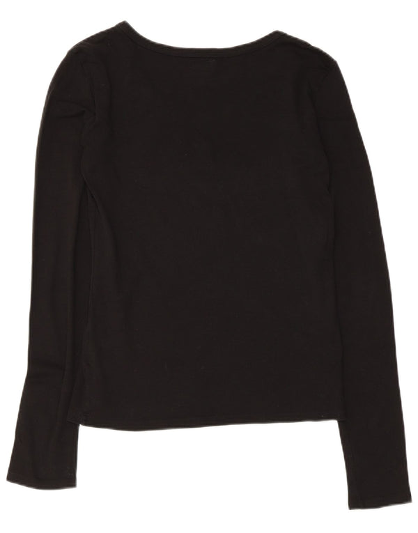 Armani Top grafic pentru femei cu mânecă lungă UK 12 bumbac mediu negru