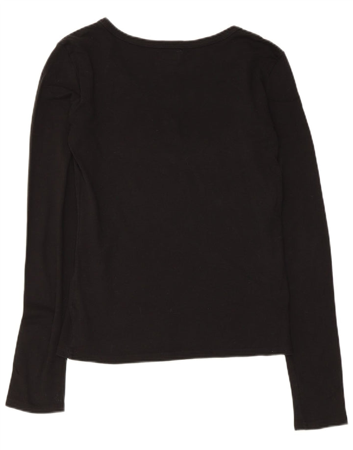 Armani Top grafic pentru femei cu mânecă lungă UK 12 bumbac mediu negru