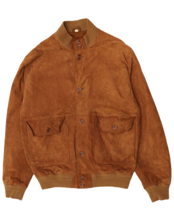 Vintage Mens Suede Bomber Jacket IT 50 Large Brown