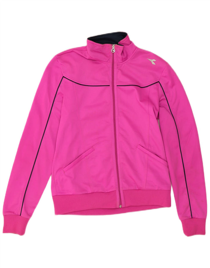Jachetă de trening Diadora pentru femei UK 14 Poliester roz mediu