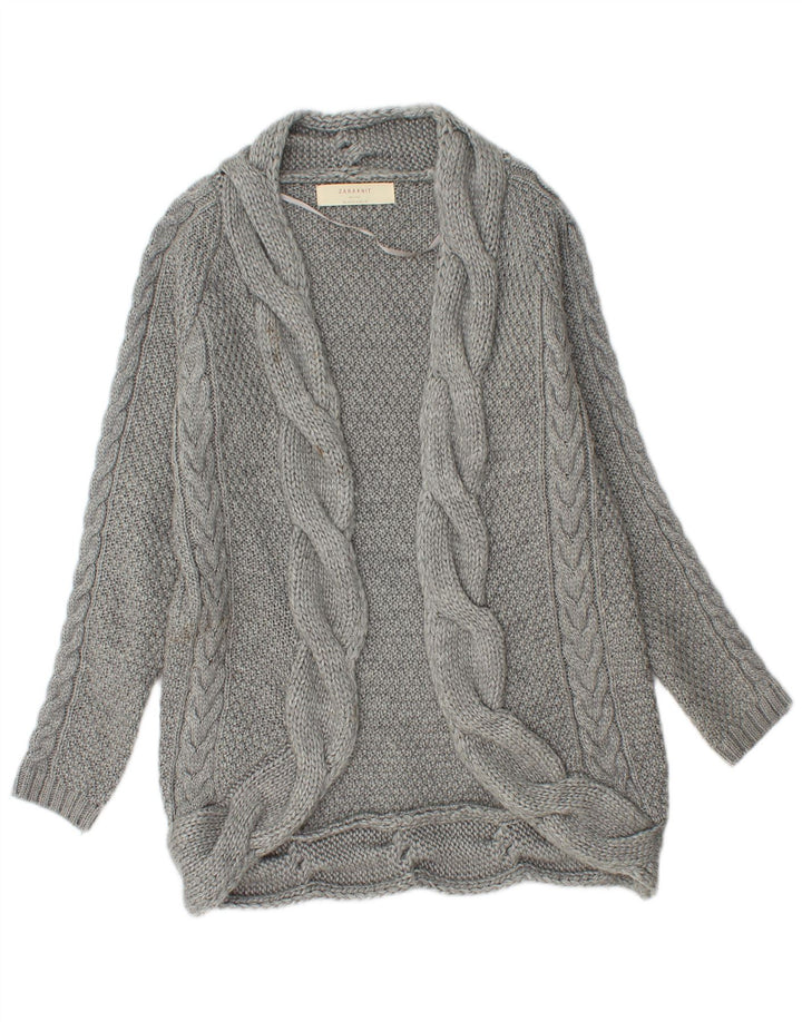 Pulover cardigan deschis pentru femeie Zara UK 14, gri mediu