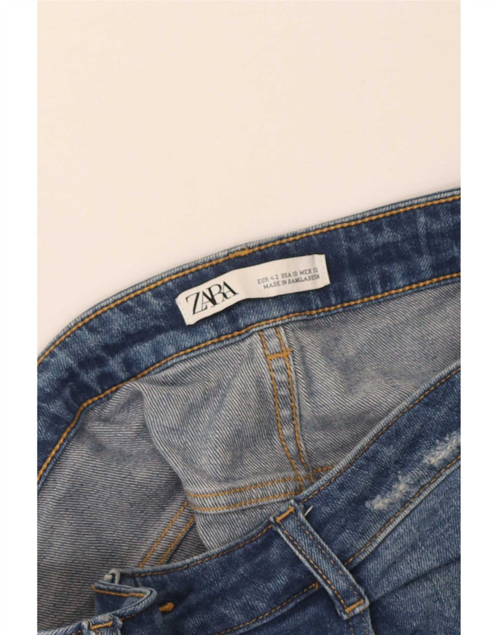 Blugi drepți distressed pentru femei Zara EU 42 Large W32 L28 Blue