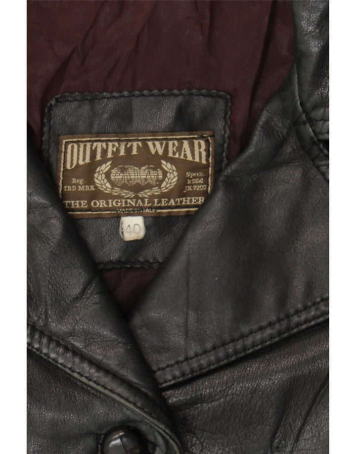 VINTAGE Womens Loose Fit Leather Coat EU 40 Medium Black Leather Vintage Vintage and Second-Hand Vintage from Messina Hembry 