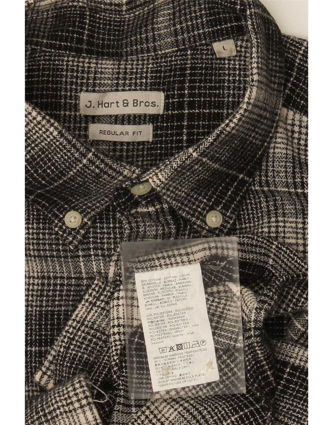 Cămașă de flanel pentru bărbați J. Hart & Bros, bumbac cu carouri, negru