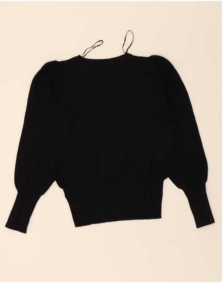 MARKS & SPENCER Womens Crew Neck Jumper Sweater UK 10 Small Black Viscose Vintage Marks & Spencer and Second-Hand Marks & Spencer from Messina Hembry 