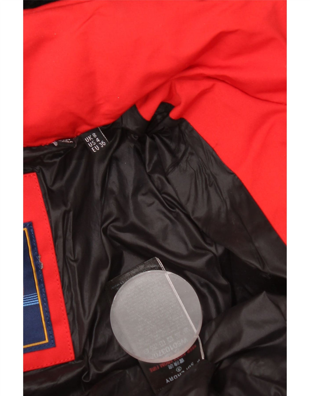 Palton căptușit cu glugă Superdry pentru femei UK 8 Poliester roșu mic