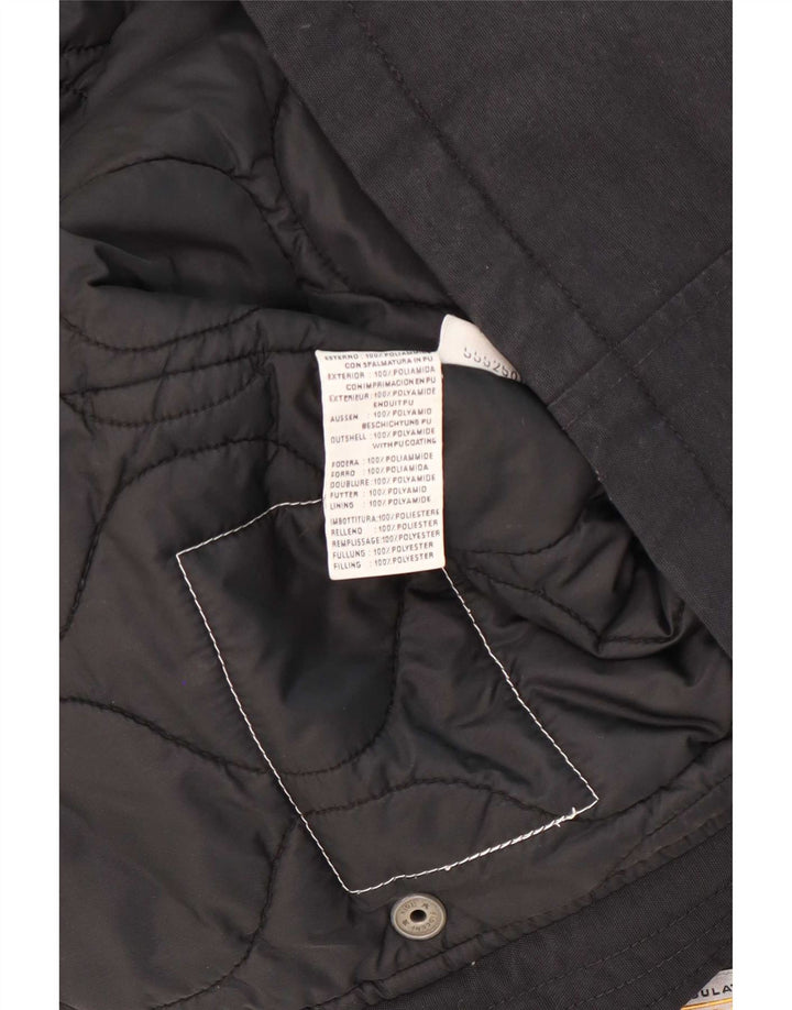 Jachetă parka cu glugă vintage pentru femei UK 14 Poliamidă neagră medie