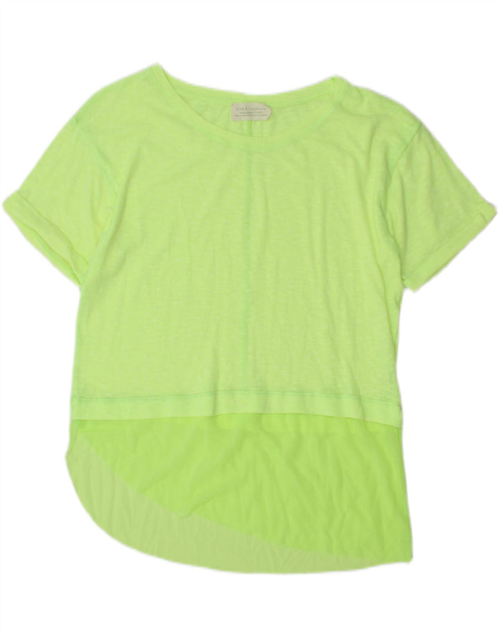 ZARA Womens T-Shirt Top UK 14 Medium Green Polyester Vintage Zara and Second-Hand Zara from Messina Hembry 