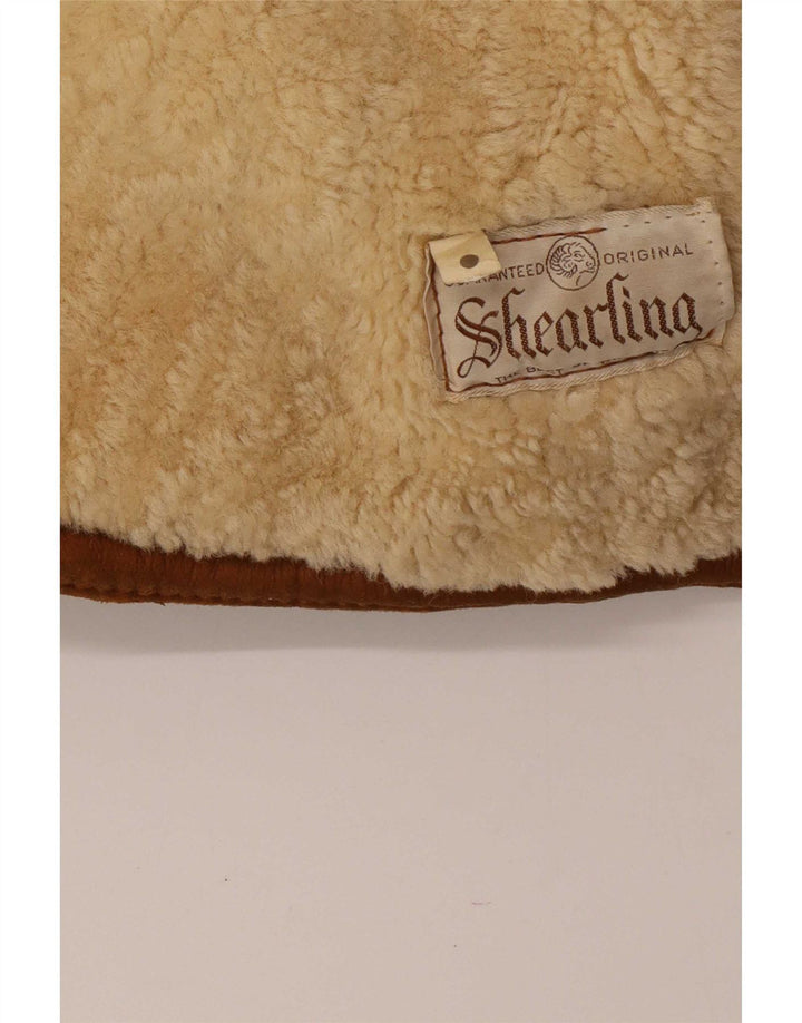 Jachetă vintage pentru bărbați din shearling UK 42 XL maro din shearling