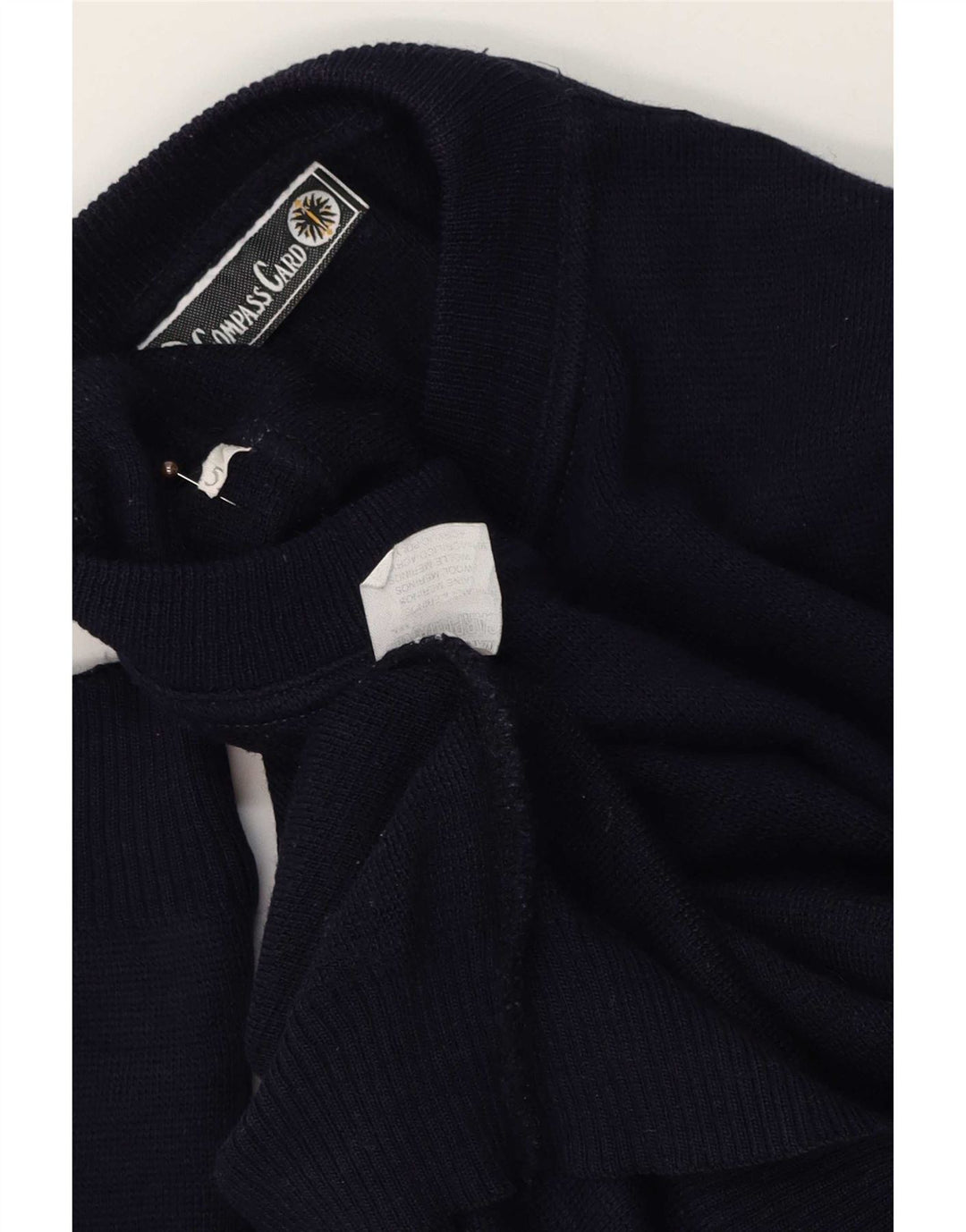 COMPASS CARD Pulover pentru bărbați cu decolteu rotund, mare, lână bleumarin