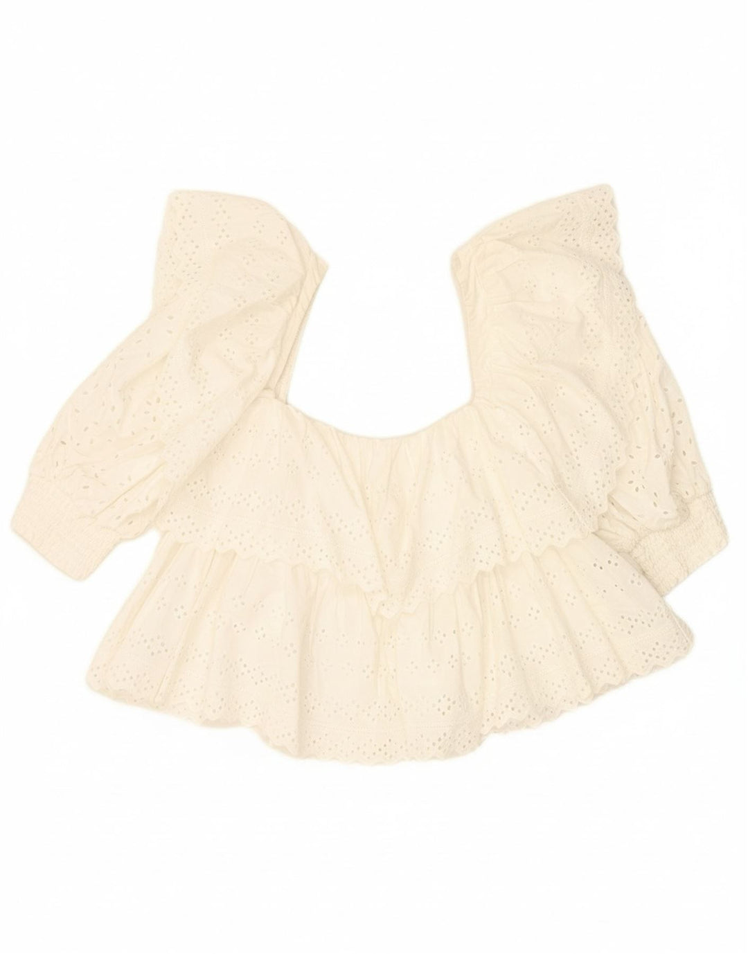 ZARA Womens Crop Blouse Top UK 20 2XL White Cotton Vintage Zara and Second-Hand Zara from Messina Hembry 