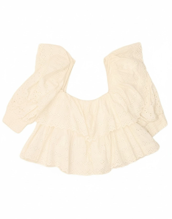 ZARA Womens Crop Blouse Top UK 20 2XL White Cotton Vintage Zara and Second-Hand Zara from Messina Hembry 