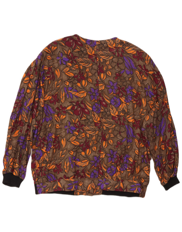 Bluză cămașă pentru femei VINTAGE UK 20 2XL maro viscoză florală
