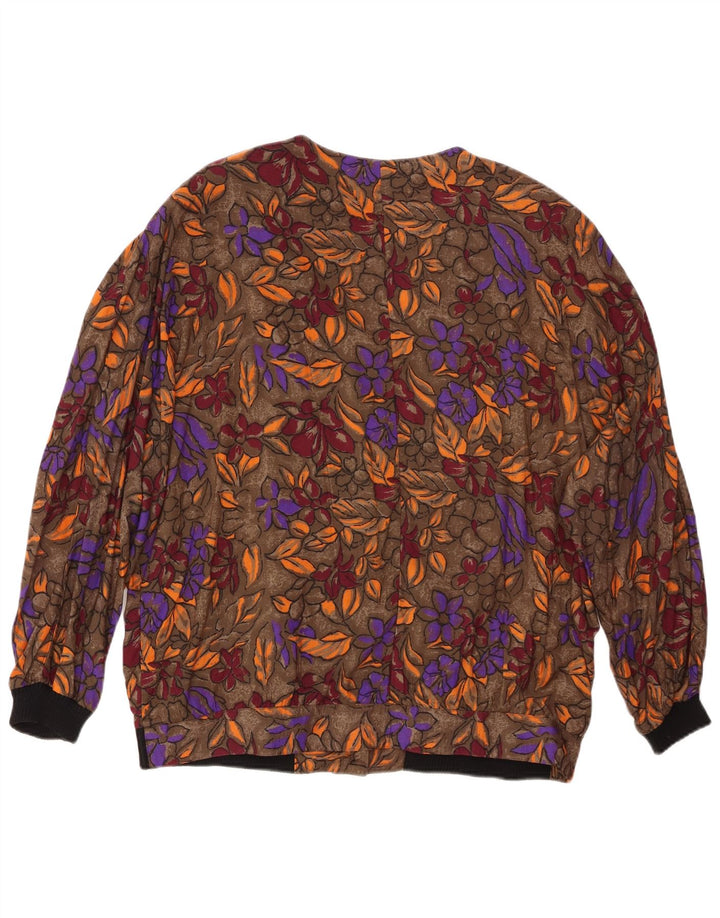 Bluză cămașă pentru femei VINTAGE UK 20 2XL maro viscoză florală