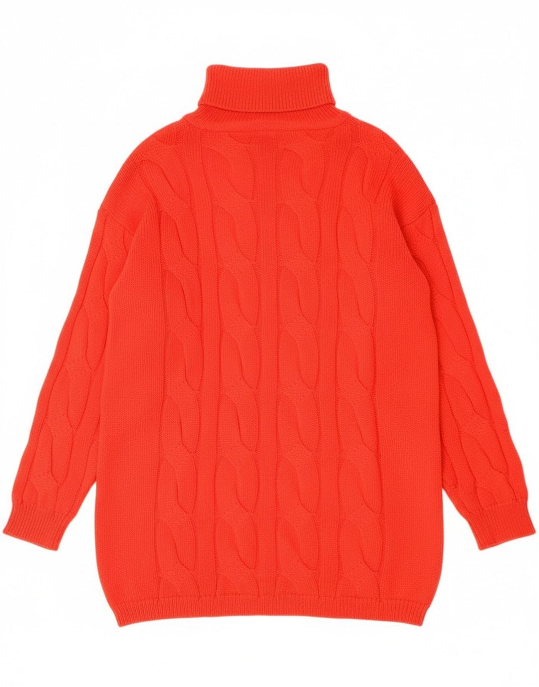 Pulover vintage pentru femei cu gât rulat, roșu mare, UK 16