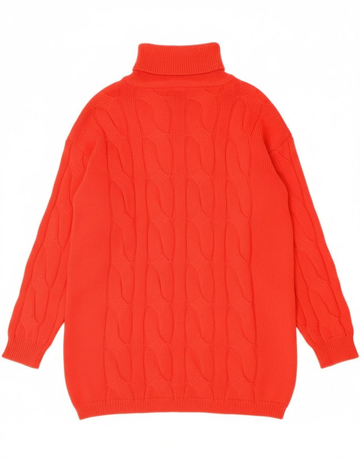 Pulover vintage pentru femei cu gât rulat, roșu mare, UK 16