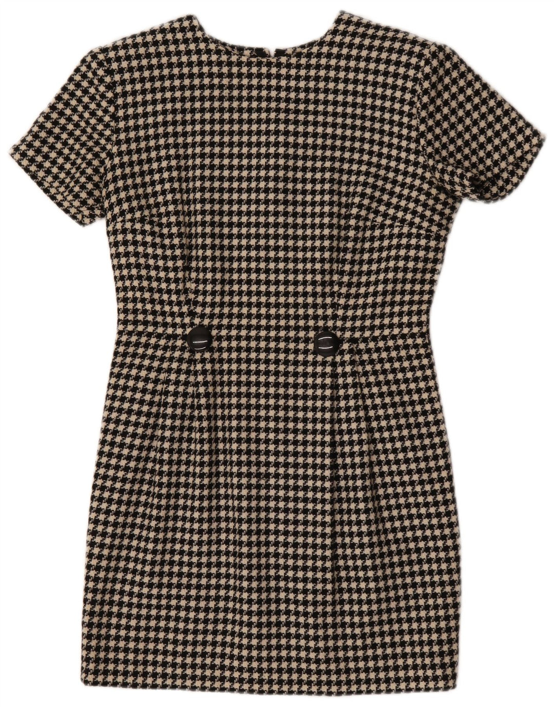 Rochie vintage pentru femei UK 12 Medium Black Houndstooth