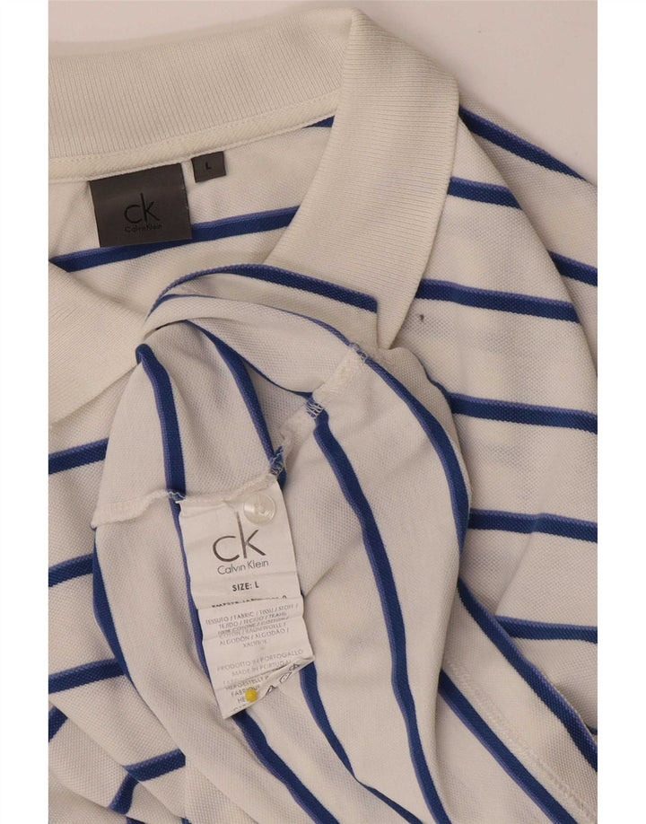 Cămașă polo Calvin Klein pentru bărbați, bumbac cu dungi albe mari