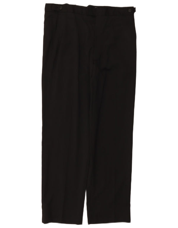 Marks & Spencer Mens Straight Suit Trousers W34 L31 Black Wool