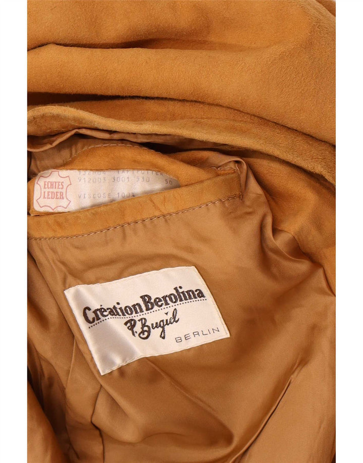 Vintage Womens Suede Jacket IT 50 XL Brown Leather