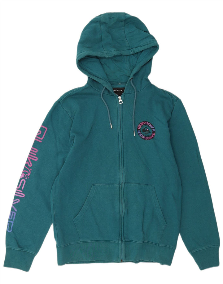 Pulover Quiksilver pentru bărbați, cu fermoar grafic, bumbac albastru mediu
