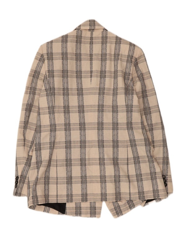 Jachetă Blazer pentru bărbați Zara, cu două piepturi, UK 38 Medium Beige Check Acetat