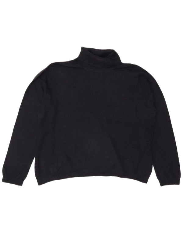 RALPH LAUREN Pulover cu gât rulat pentru femei UK 20 2XL Bleumarin Mătase