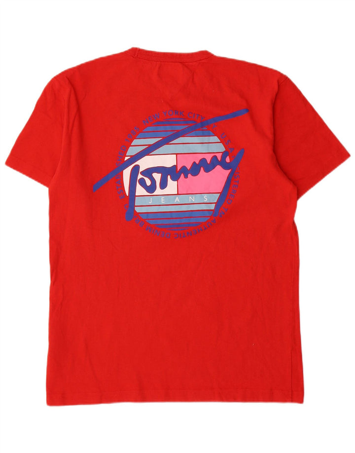 Tricou grafic Tommy Hilfiger pentru bărbați Top din bumbac roșu mediu
