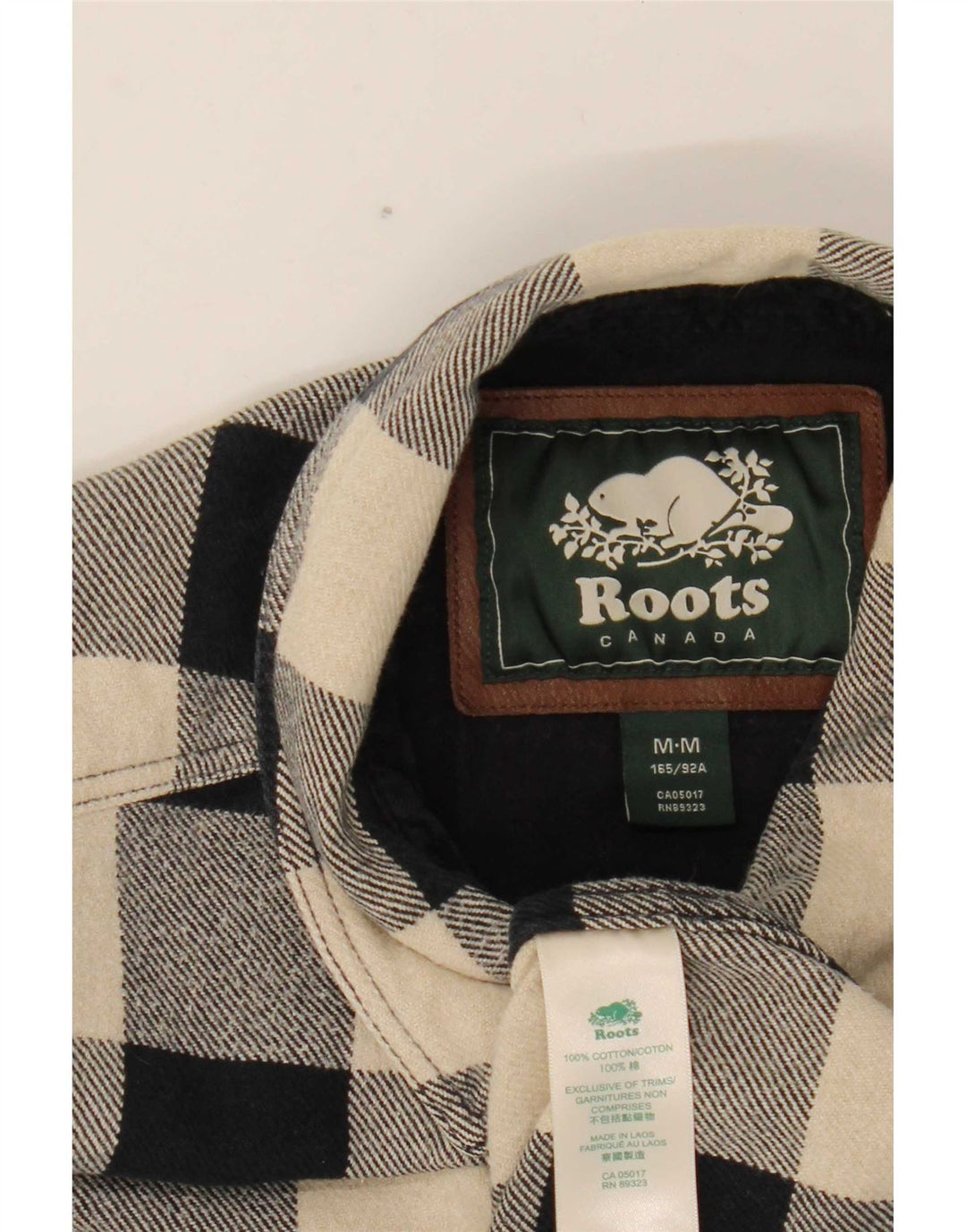 Cămașă Roots Canada Flannel pentru femei UK 14 Medium Black Gingham Bumbac