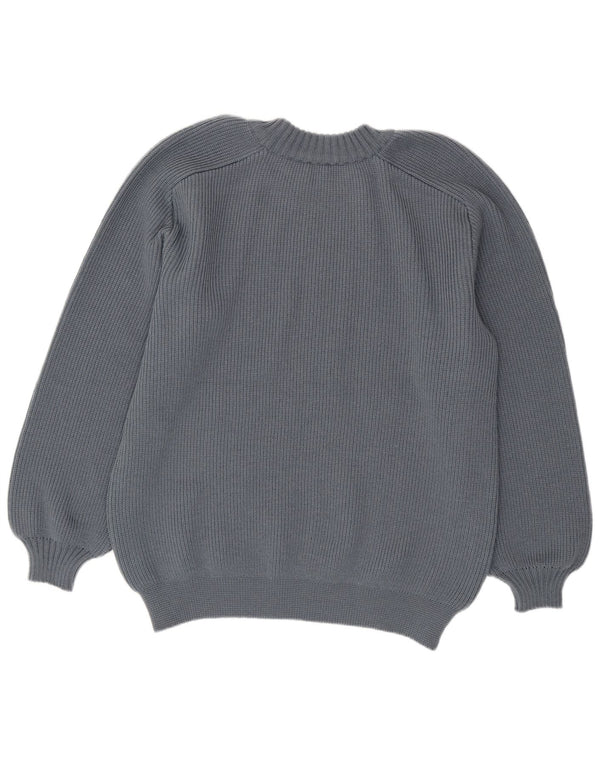 Pulover vintage pentru bărbați cu gât roșu IT 58 3XL Lână virgină gri