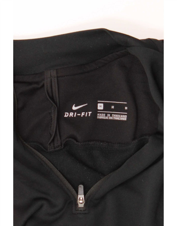 Top de trening pentru bărbați Dri Fit, cu fermoar și gât, negru, colorblock