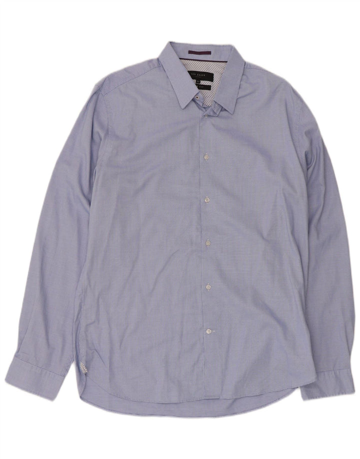Cămașă pentru bărbați Ted Baker, slim fit, mărimea 16 1/2 mare, bumbac cu check albastru