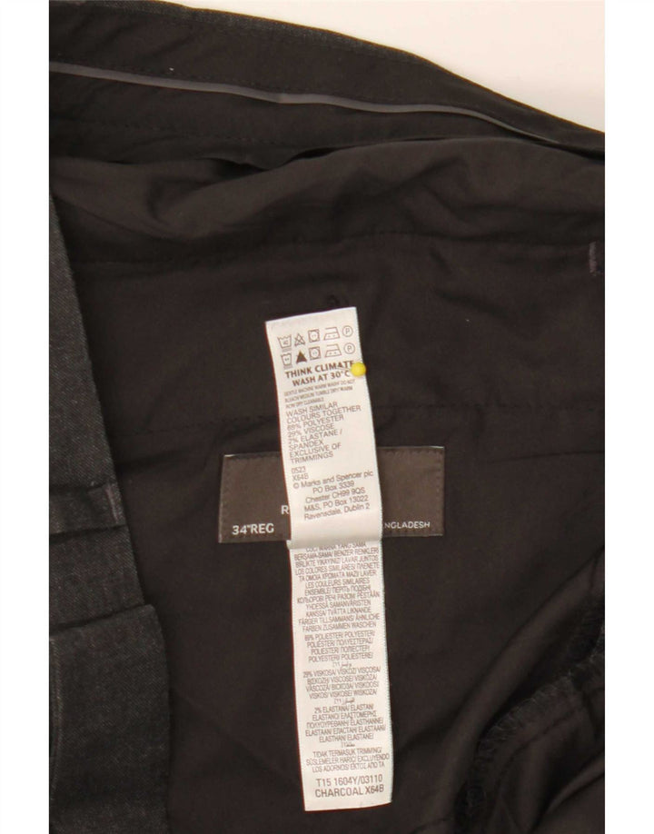 Pantaloni de costum pentru bărbați Marks & Spencer, cu tăiere obișnuită, L34 L31, poliester gri