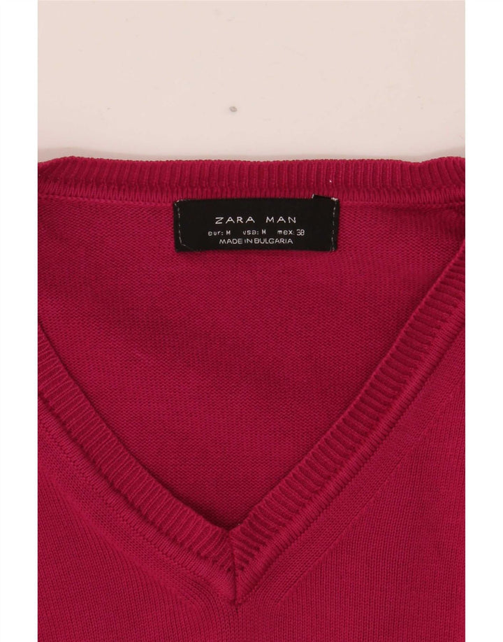 Pulover pentru bărbați Zara, cu decolteu în V, roz mediu