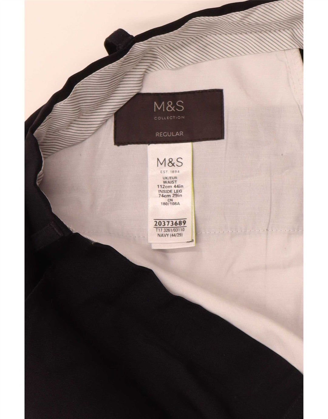 Pantaloni de costum pentru bărbați Marks & Spencer, cu ajustare normală, L44 L27, poliester bleumarin