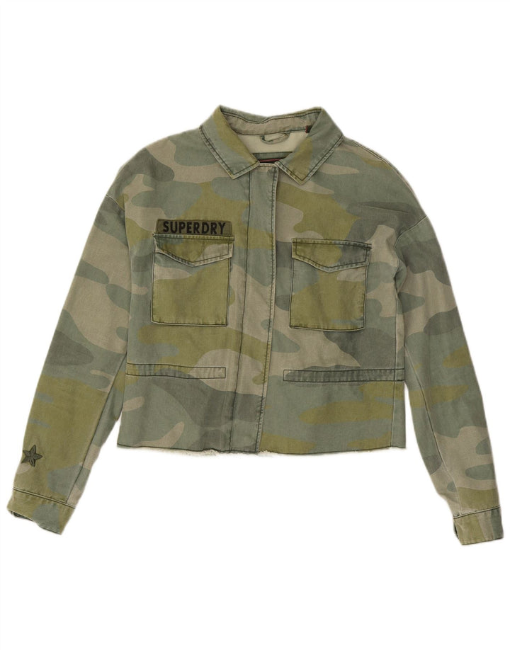 Jachetă Superdry pentru femei Crop Graphic Denim UK 10 Small Khaki Camouflage