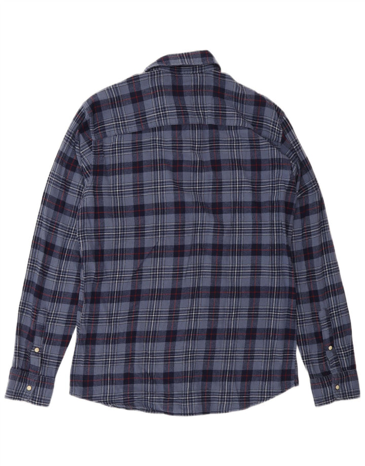 Cămașă de flanel Jack & Jones pentru bărbați, bumbac cu carouri, albastru bleumarin mediu