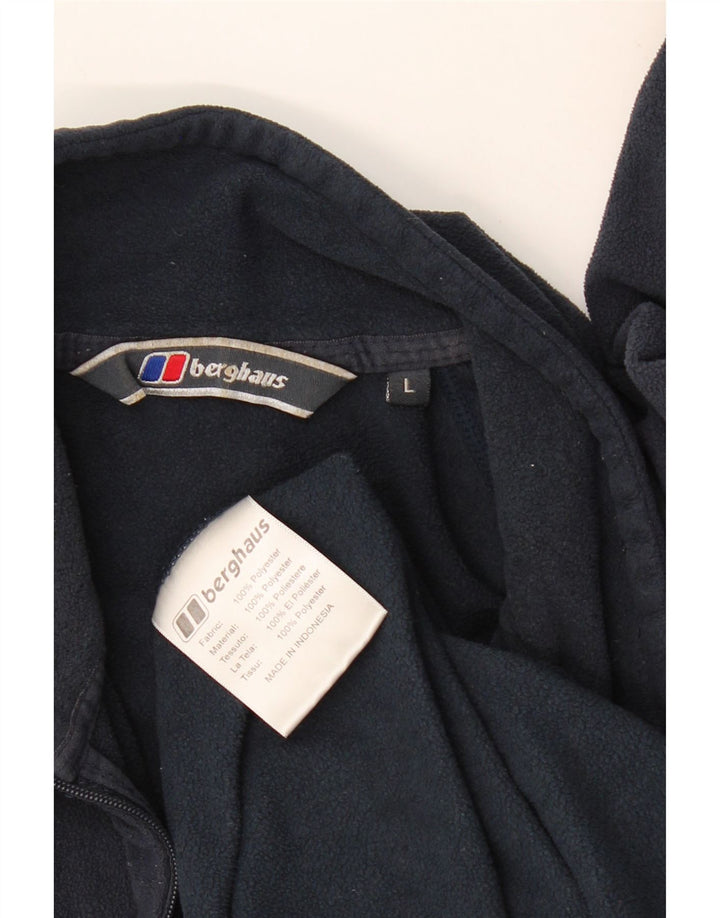 BERGHAUS Pulover pentru bărbați, cu fermoar și gât, din lână, mare, poliester bleumarin