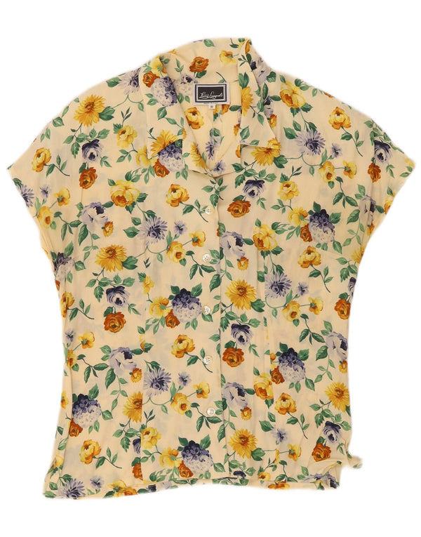 Bluză cămașă cu mânecă scurtă pentru femei Luisa Spagnoli UK 14 Medium Galben Floral