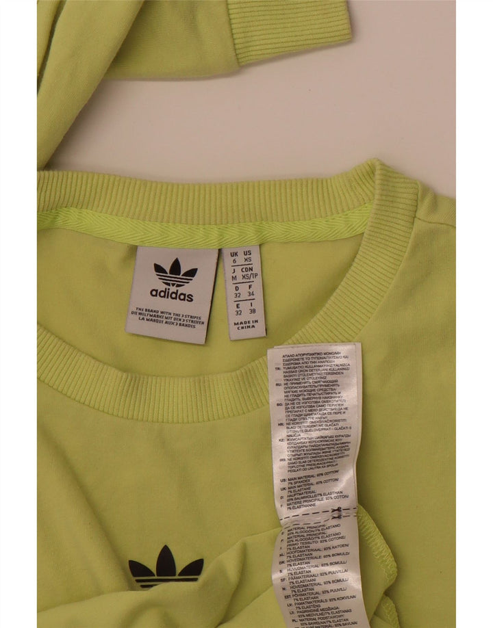 Top grafic ADIDAS pentru femei cu mânecă lungă UK 6 XS bumbac verde