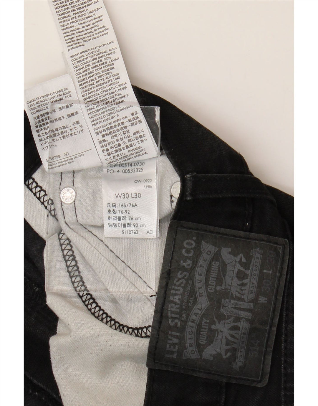 Blugi drepti pentru bărbați Levi's 514 W30 L30 bumbac negru