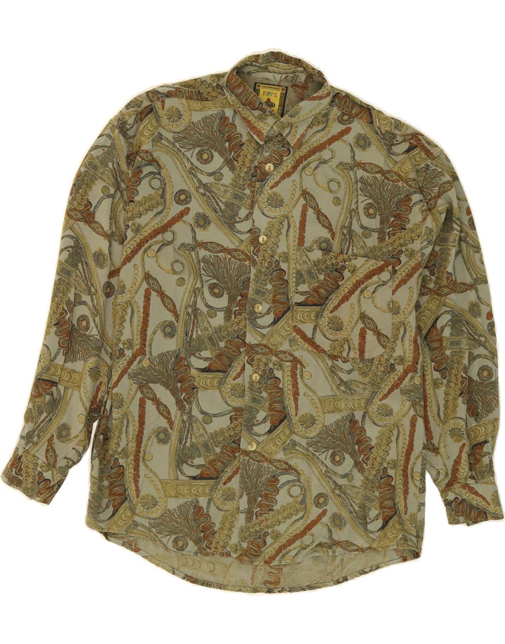 TIPO' S Mens Riding Abstract Pattern Shirt Medium Green Viscose Vintage Tipo' S and Second-Hand Tipo' S from Messina Hembry 