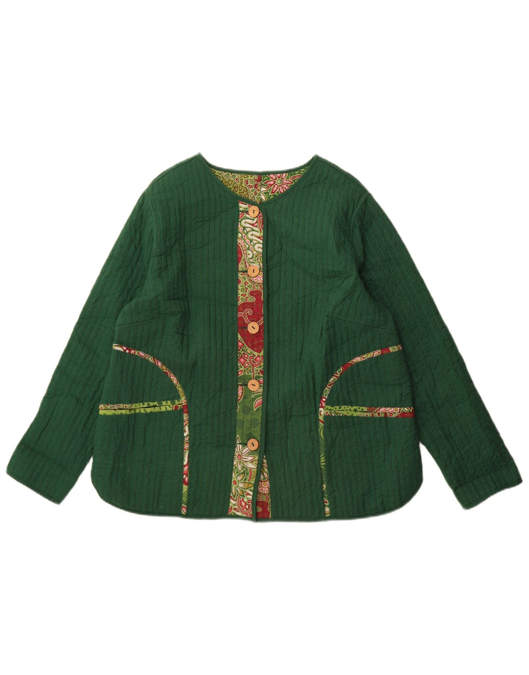 Jachetă reversibilă pentru femei DW-Shop EU 46 XL bumbac floral verde