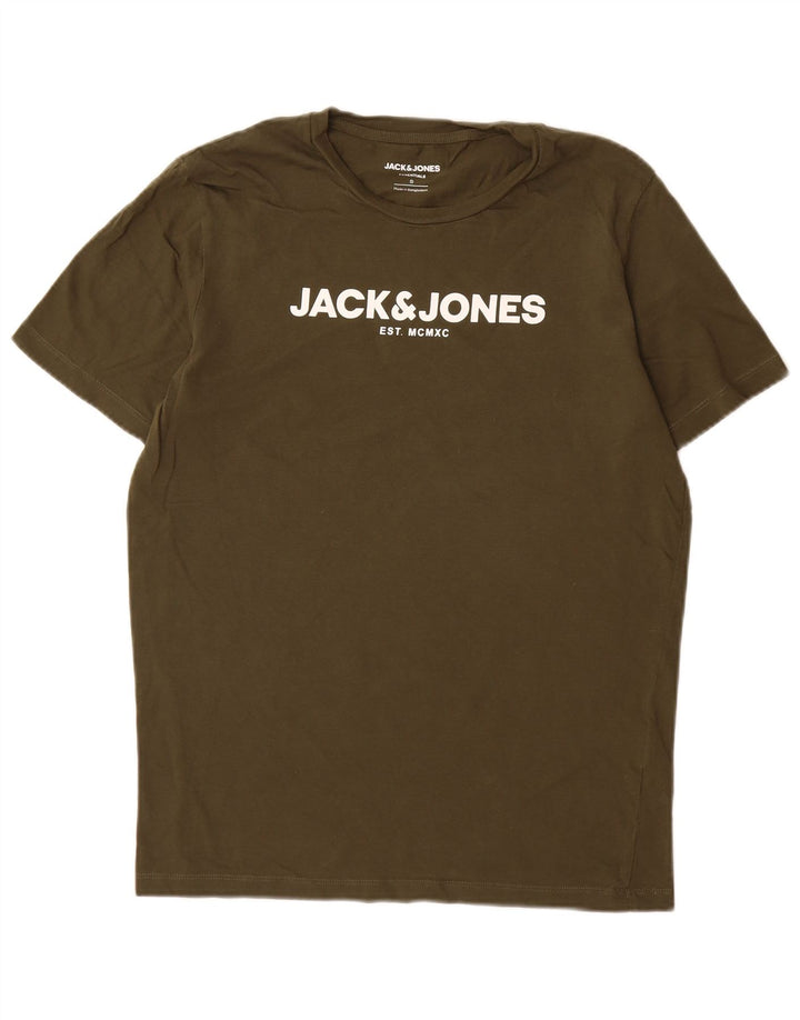 Tricou grafic Jack & Jones pentru bărbați Top mic din bumbac kaki