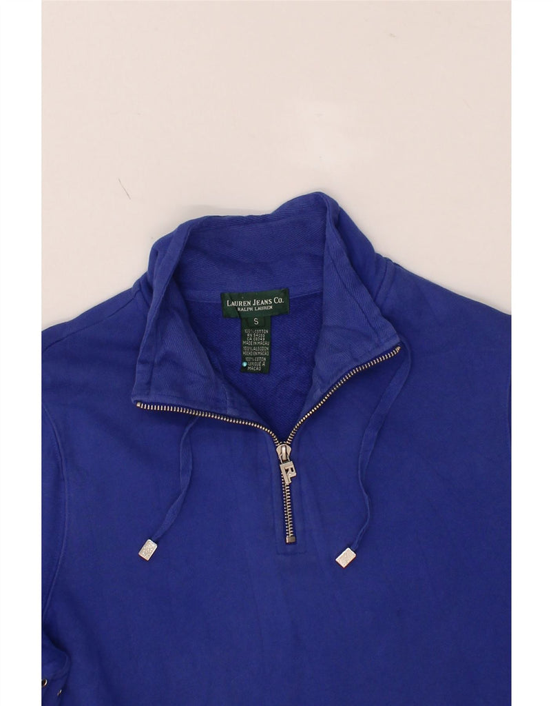 RALPH LAUREN Mens Zip Neck Sweatshirt Jumper Small Blue Cotton Vintage Ralph Lauren and Second-Hand Ralph Lauren from Messina Hembry 