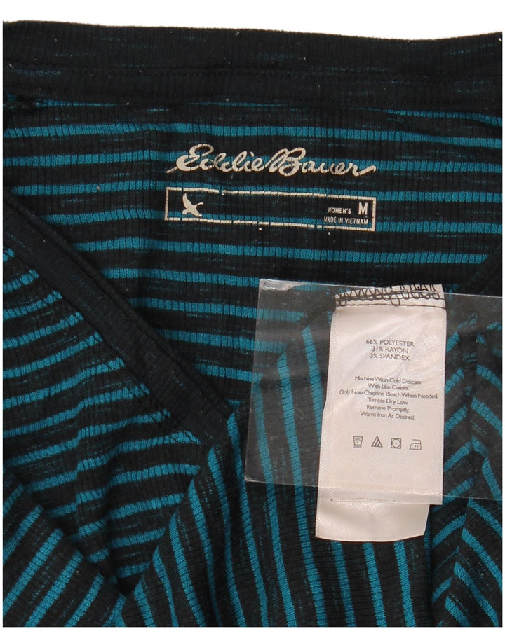EDDIE BAUER Top pentru femei cu mânecă lungă UK 14 Poliester cu dungi albastre medii