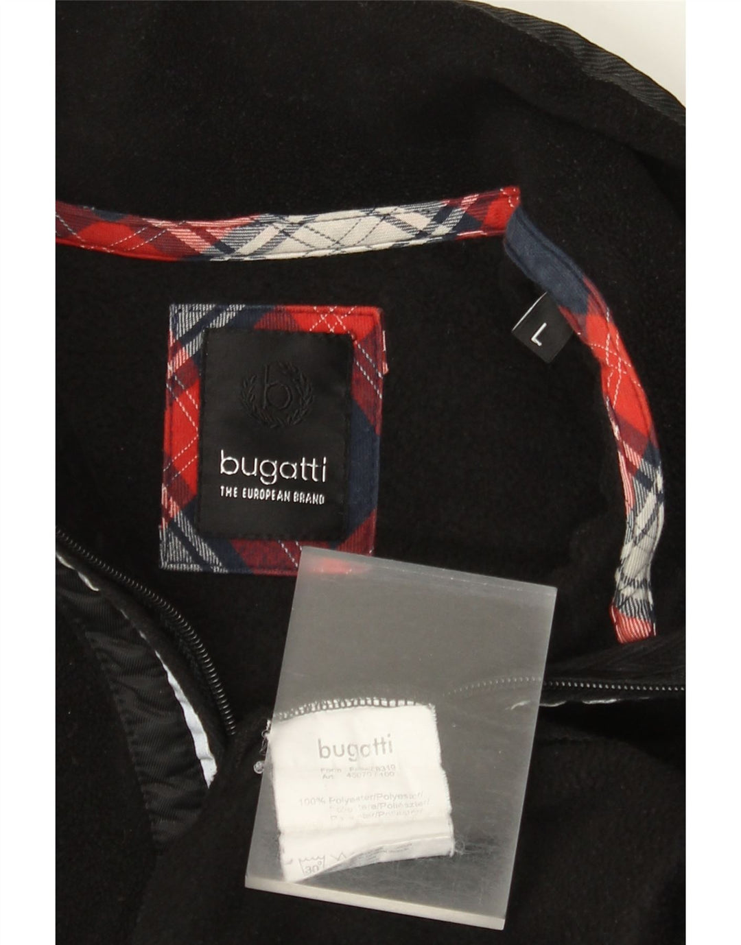 Pulover pentru bărbați Bugatti, cu fermoar și gât, din lână, mare, negru, poliester