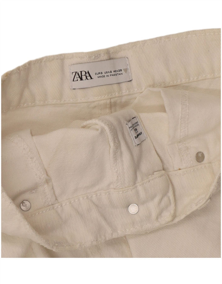 Fusta Denim Zara Femei Mic W28 Bumbac Alb